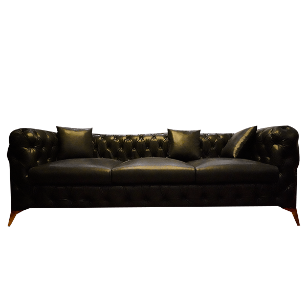 Traditional Black Three-Seater Sofa