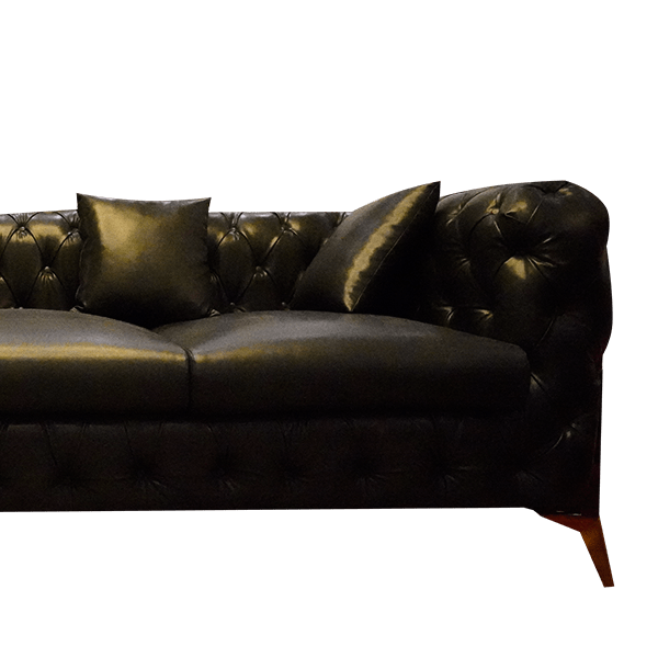 Traditional Black Three-Seater Sofa