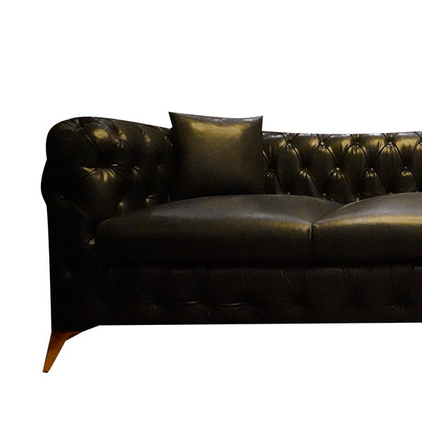 Traditional Black Three-Seater Sofa