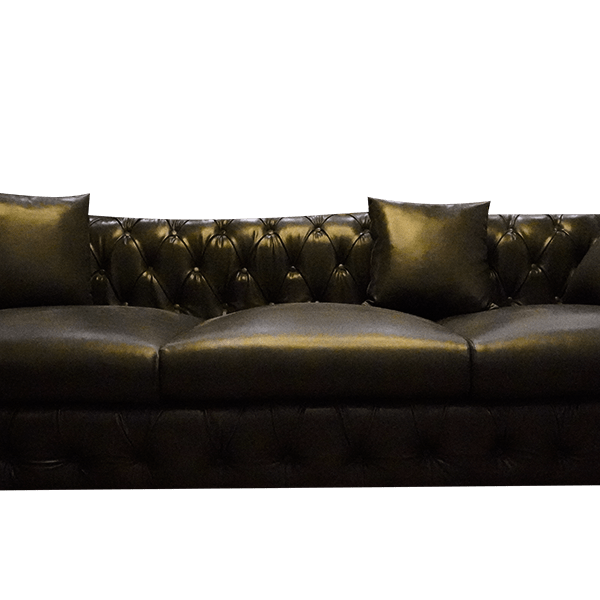 Traditional Black Three-Seater Sofa