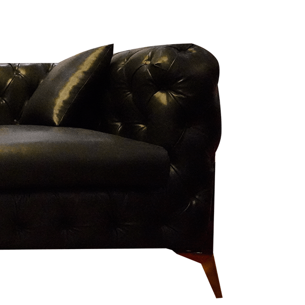 Traditional Black Three-Seater Sofa