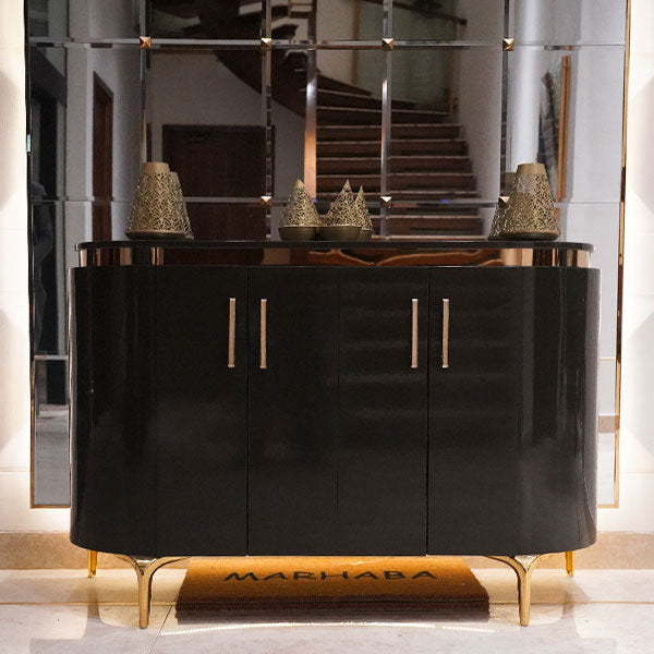 Contemporary Black Table with Traditional Doors