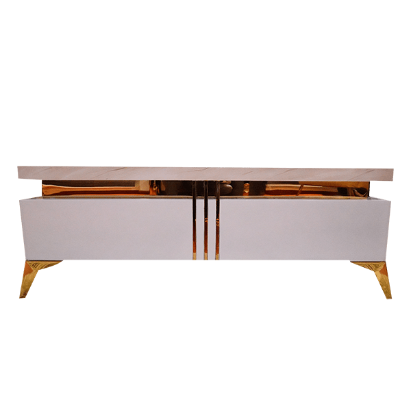 Contemporary Grey Table with Golden Bar